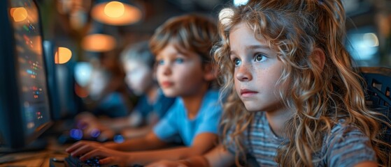 Leinwandbilder - The education of children in game development, programming, 3D rendering and coding programming courses online.