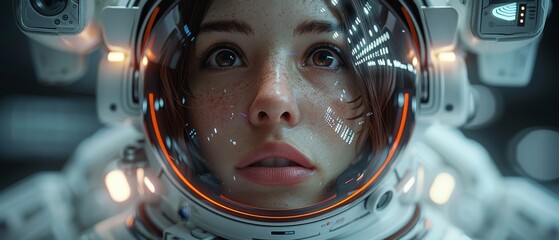 Leinwandbilder - Trader robot AI analyses chart of stock exchange market. Woman robot trader assistant on forex market. Robot trader develops trading strategy on stock exchange market.
