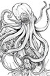 Hand-drawn stylized octopus with detailed patterns, combining elements of nature and artistic creativity