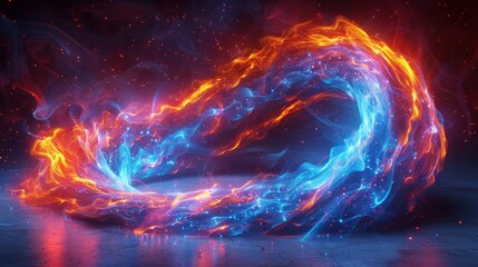 Aufkleber - Circular light effect. Glowing spiral rotation. Whirlwinds of energy. Neon element for background and podium concept. Modern illustration.