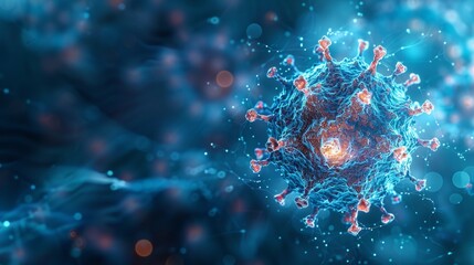 Aufkleber - In an abstract style, a force shield bubble and virus protection modern illustration is shown on a blue background.