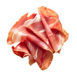 Prosciutto slices isolated on transparent background