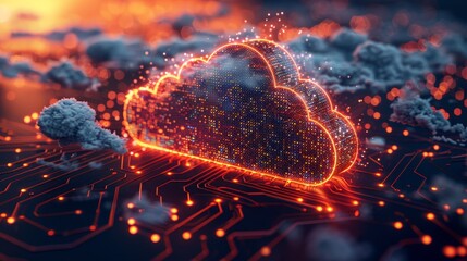 Leinwandbilder - Concept of cloud computing. Online computing technology, applications, software, storage, network, simulation system, artificial intelligence.
