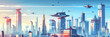 A futuristic city skyline dotted with sleek skyscrapers and flying vehicles, imagining the possibilities of urban development in the years to come