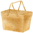 Vintage rattan picnic basket watercolor illustration for summer decorative element