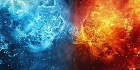 Wall Mural - abstraction cold and heat, ice and fire, two strong elements, background, wallpaper.