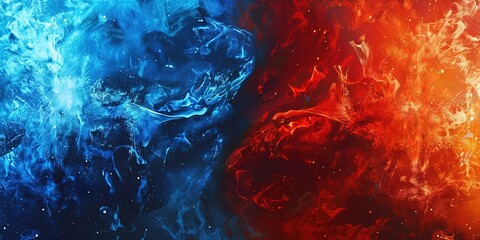 Wall Mural - abstraction cold and heat, ice and fire, two strong elements, background, wallpaper.
