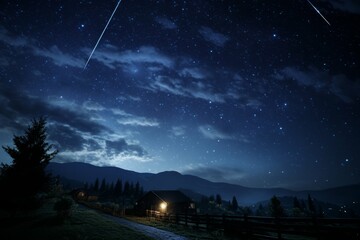 Wall Mural - a wide shot of the night sky, filled with stars, the milky way, and the occasional shooting star