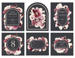 Watercolor floral cards design templates with bordo and white flowers