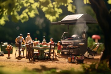 Family barbecue in a park