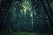 Forest at night with stars