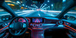 Autonomes Fahren | Selbstfahrendes Auto im Straßenverkehr bei Nacht