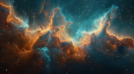 Wall Mural - nebula space blue and orange