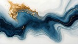 Fototapeta  - Abstract concepts, canvas, soft art, contrast of geode dark blue, light blue ,long colors to the right elongating upward like a long lily flower split, with a soft gold flame at the top