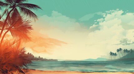 Poster - Vintage style tropical beach and summer background