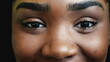 © Marco - One happy Young Black Latina Girl with Intense Gaze smiling at camera, Macro Close-Up Eyes of teen woman