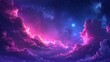 anime sky with clouds and stars, purple blue pink, fantasy