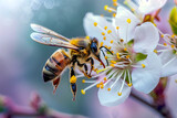 Überlebenskampf: Biene auf der letzten Blume in einer postapokalyptischen, dystopischen Umgebung