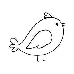 Wall Mural - Cute bird outline cartoon illustration isolated on white background. animal illustration for kids coloring book.