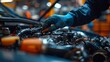 © saichon - Hands-on expertise: Close view of mechanic at work on engine, demonstrating precision and automotive knowledge