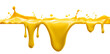 Melted yellow cheese isolated on transparent background. Cheese splash