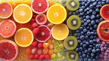 Poster - food background assorted fruits and berries