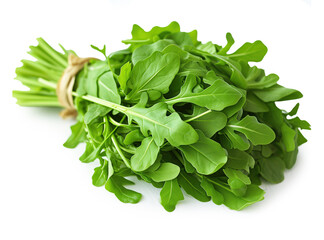 Wall Mural - fresh bunch of arugula white background