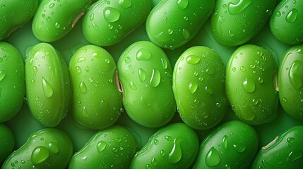 Poster - green wet beans top view