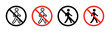 No Entry Sign Icon Set. Forbidden Access and deny entry vector symbol in a black filled and outlined style. Threshold Crossing Ban Sign.