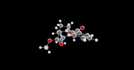 Wall Mural - Cocaine molecule, rotating 3D model of cns stimulant, looped video on a black background