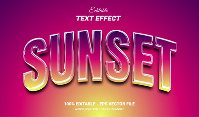 Wall Mural - sunset editable text effect