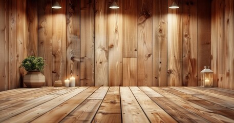 Wall Mural - The Understated Elegance of a Coherent Wooden Wall and Floor Design