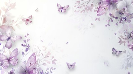 mockup for Invitation 5x7 card portrait orientation, white, soft purple, butterfly theme