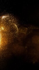 Wall Mural - vertical gold and glitter burst 4k loop features golden glitter particles moving through black space