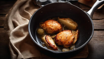 chicken legs in pan