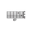 © Dhina19 - E7 guitar chord icon. Basic guitar chord vector illustration symbol design