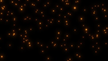 Wall Mural - yellow particles in the form of stars flying up on a black background. abstract looped seamless anim