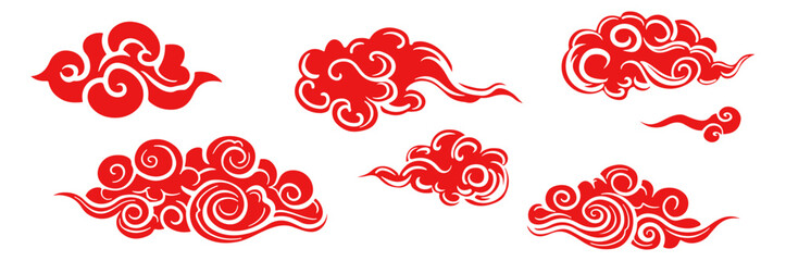 Wall Mural - set of chinese cloud element ornament.