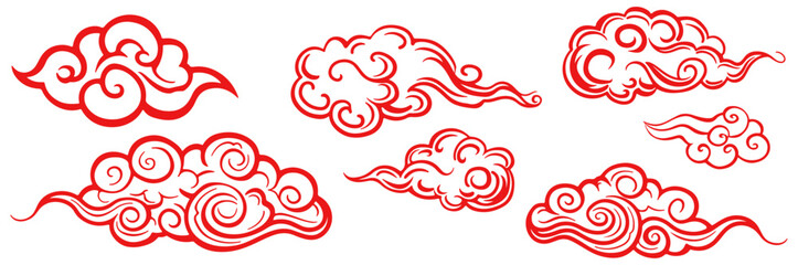 Wall Mural - set of chinese cloud element ornament.