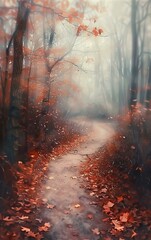 Canvas Print - autumn forest in the fog