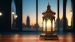 Ramadan Kareem greeting card with Arabic lantern. 3D rendering