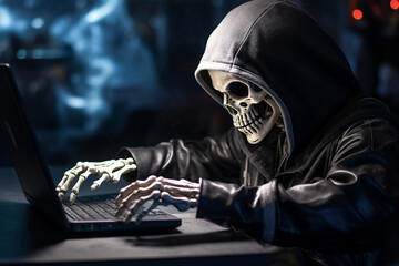 Hard working person in modern interior office programming writing web java script code AI technology generation
