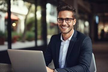 Hard working person in modern interior office programming writing web java script code AI technology generation