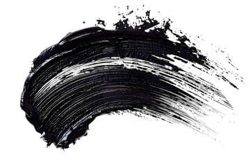 Wall Mural - Mascara brush stroke texture black paint swatch makeup smudge ink isolated on transparent background