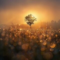 Wall Mural - tree at sunset