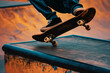 Skateboarding in a skate park, closeup