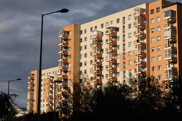 Sticker - So called Wielka Pyta - Great Panel house of flats in Goclaw area, subdistrict of Praga-Poludnie, Warsaw city, Poland