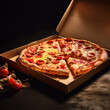 open pizza box, thin crust, Neapolitan pizza as main subject created with Generative Ai