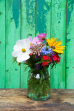 Fototapeta Kwiaty - Beautiful bouquet of wildflowers - Summer garden decoration and greeting card for birthday, mothers day