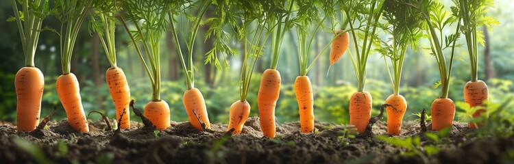 Wall Mural - bunch of carrots taken from the ground in the garden